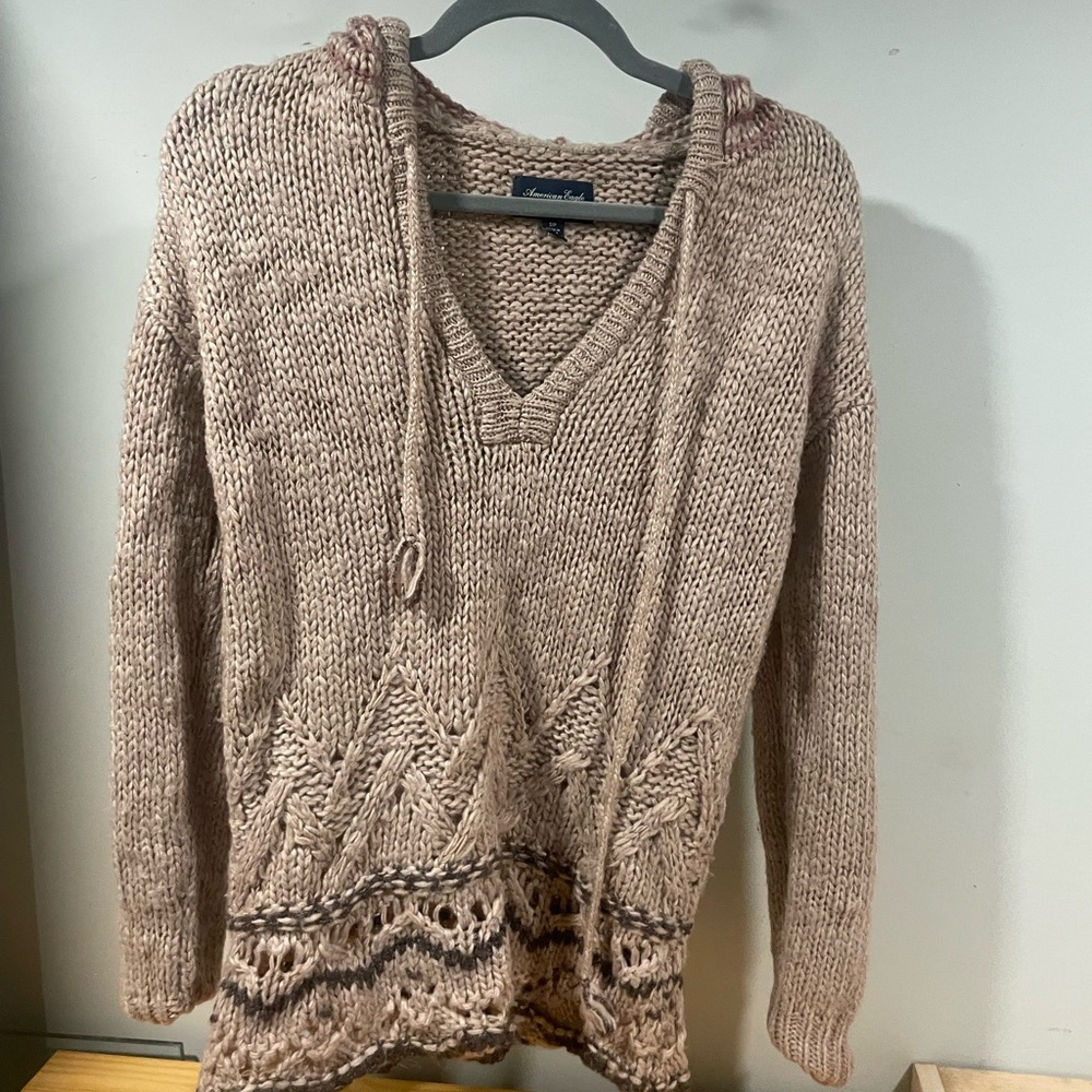 American Eagle Outfitters Tan V-Neck Sweater